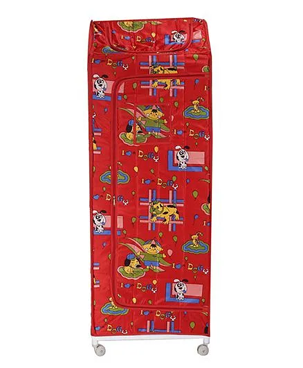 NHR Plastic Folding 6 Shelves Almirah - Red