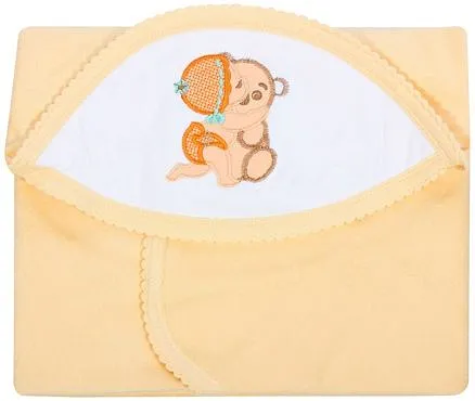 Tinycare Hooded Towel Super Baby Print - Light Orange