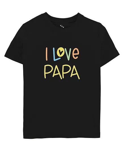 Zeezeezoo Fathers Day Theme Half Sleeves I love papa Printed Tee - Black