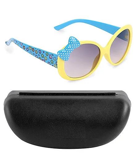 Kidofash Smiley Printed Sunglasses With Case - Blue & Yellow