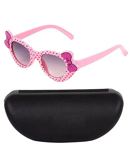 Kidofash Bow Applique & Polka Dot Sunglasses With Case - Multicolor