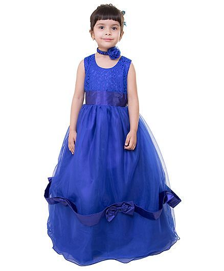 Samsara Couture Sleeveless Party Wear Ball Gown - Royal Blue