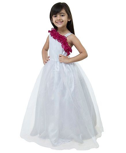 Samsara Couture Sleeveless Party Wear Ball Gown - White