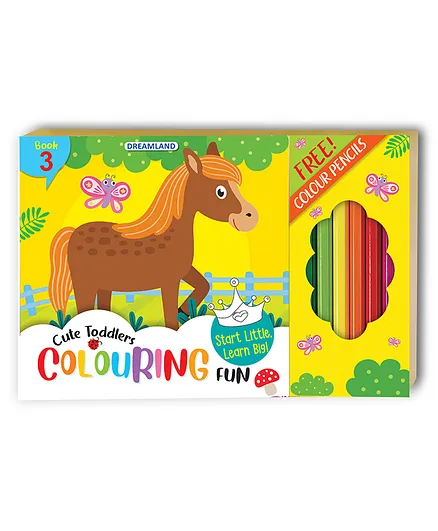 Cute Toddlers Fun Colouring Book with 6 Colour Pencils Art and Craft Drawing Book Colouring Book for Toddler Return Gift for Kids - 128 Pages