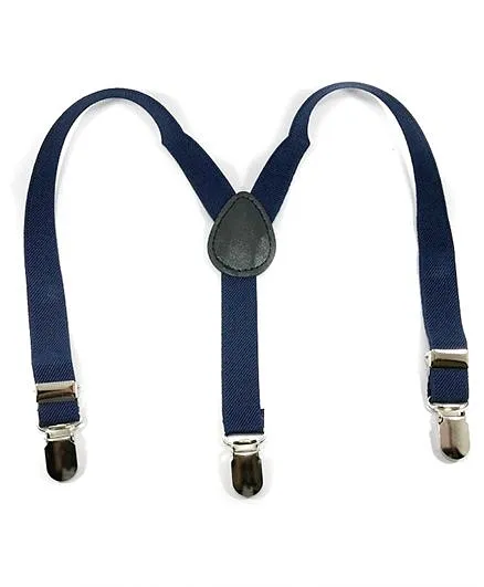Kidofash Solid Suspenders - Blue & Brown