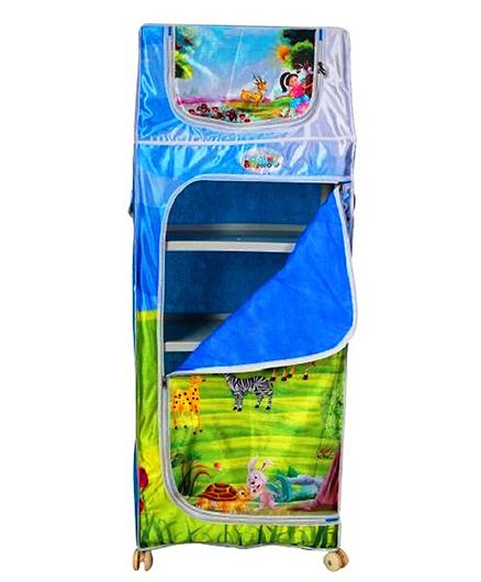 Playhood 5 Shelves Almirah My Zoo Print - Blue