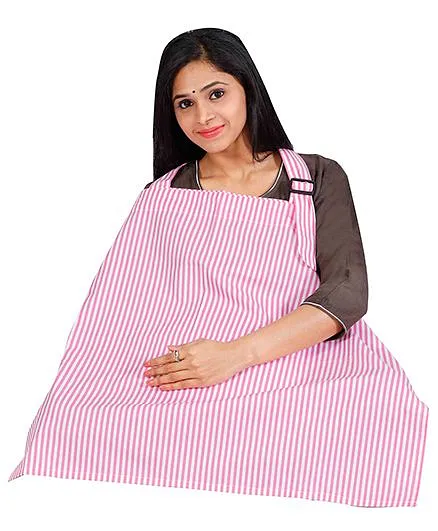 Lulamom Stripes Printed Extra Wide Feeding & Nursing Cover - Pink