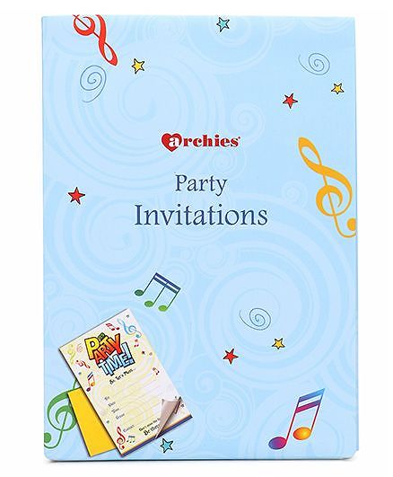 Archies Party Invitation Cards Pack Of 20 - Blue