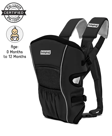 Babyhug Embrace 2 Way Baby Carrier With Detachable Bib - Black