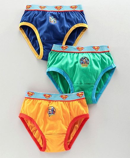 Justice League Printed Briefs Pack Of 3 - Blue Green Yellow
