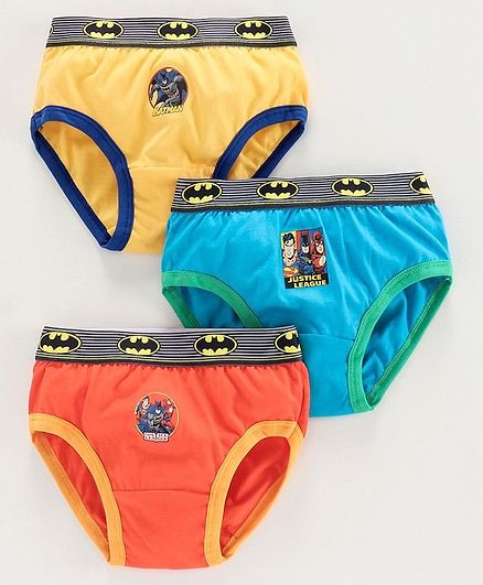 Justice League Printed Briefs Pack Of 3 - Orange Blue Yellow