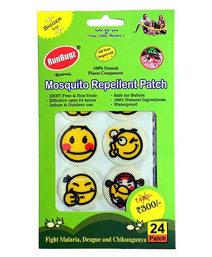 RunBugz Mosquito Repellent Patch Smiley Design - Pack of 24