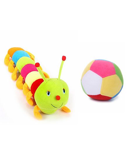 Deals India Colorful Caterpillar And Ball Soft Toy Combo - Multicolor