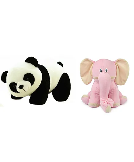 Deals India Panda And Elephant Soft Toy Combo - Pink Black White