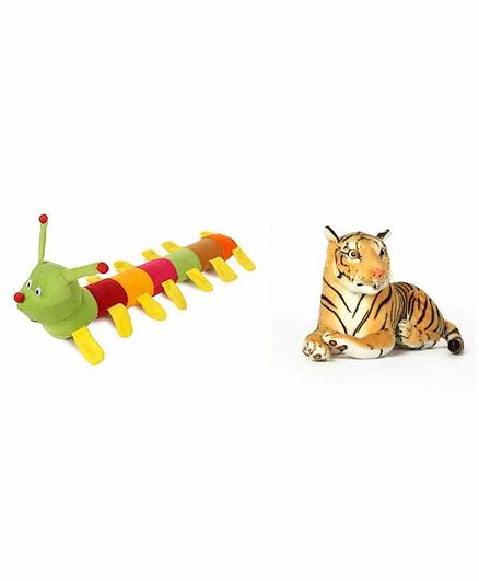 Deals India Stuffed Tiger And Caterpillar Combo - Multicolor