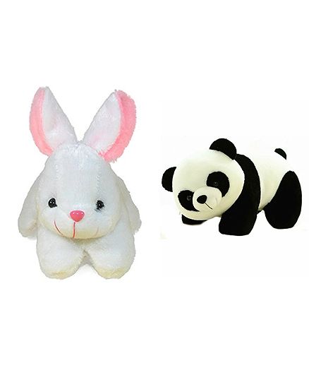 Deals India Rabbit And Panda Soft Toy - White Black Pink
