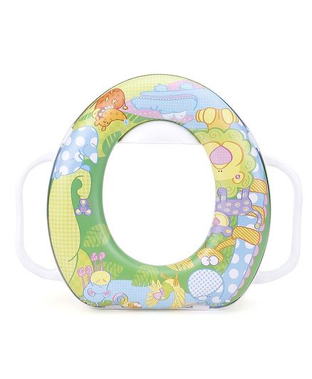 Babyhug Soft Potty Seat With Handle Animal Print - Green
