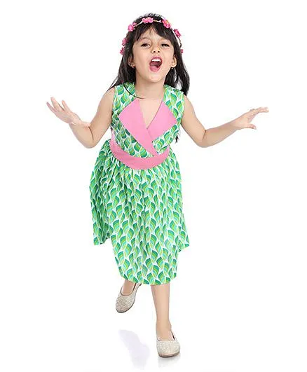 Little Pockets Store All Over Print Dress - Green