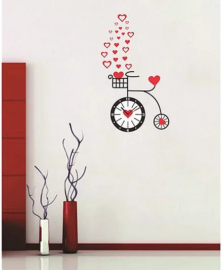 Syga Cycle & Clock Wall Sticker - Red Black