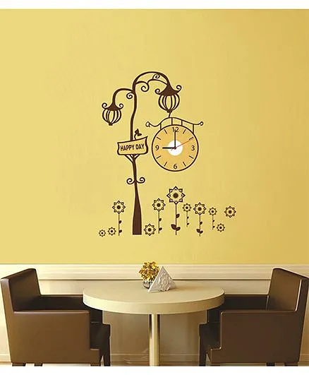 Syga Royal Lamp Wall Sticker Clock Design - Brown