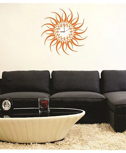 Syga Sun Design Clock Wall Sticker - Orange