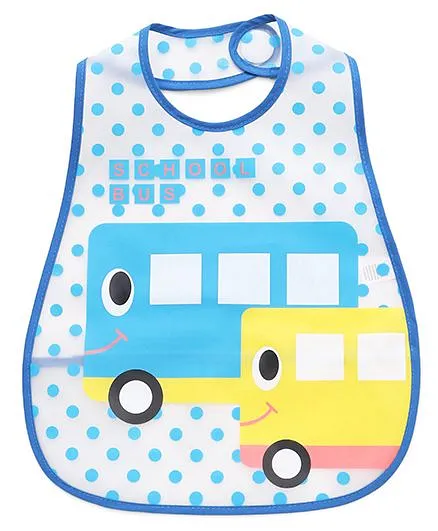 Babyhug Bib Plastic Waterproof School Bus Print (Color May Vary)