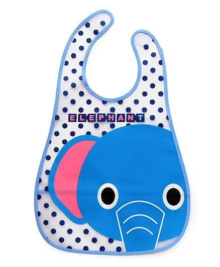 Babyhug Bibs Waterproof Elephant Print - Blue