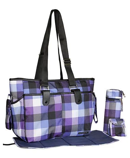 My Milestones Diaper Bag Diva Tote - Lavender Checks