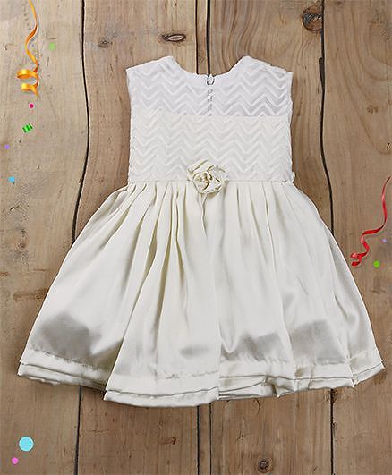 Tiny Toddler Satin And Embroidery Classy Dress - Cream