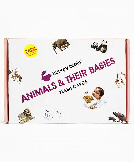Hungry Brain Animal & Their Babies Flash Cards - Multi Color