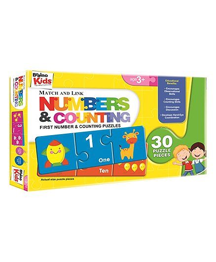 Braino Kids Match And Link Numbers & Counting Puzzles - 30 Pieces