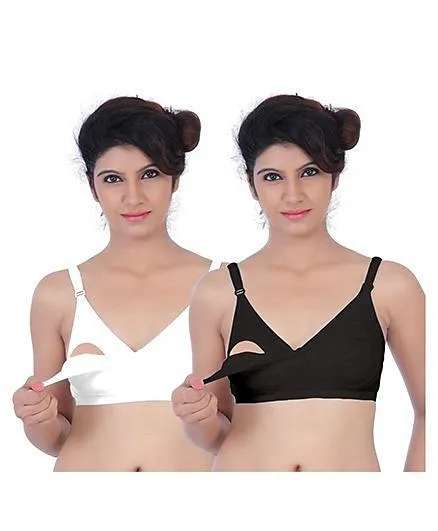 Fabme Nursing Bra Pack Of 2 - White & Black