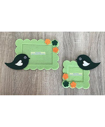 Kalacaree Set Of 2 Bird & Flower Theme Magnetic Photo Frame - Light Green