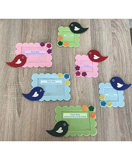 Kalacaree Set Of 6 Bird & Flower Theme Magnetic Photo Frame - Multicolour