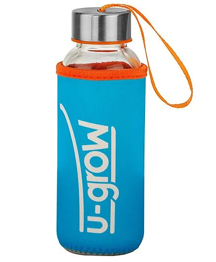 U-grow Glass Bottle With Insulated Cover Blue & Orange - 308 ml