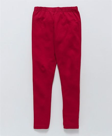 Ollypop Full Length Plain Leggings - Red