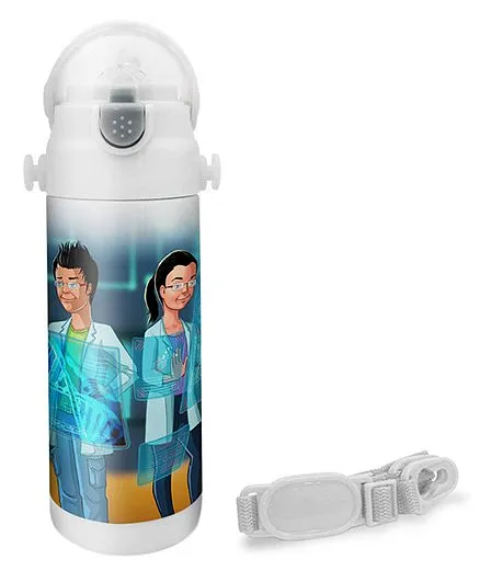Hot Muggs Scientist Print Insulated Stainless Steel Sipper Water Bottle - 350 ml