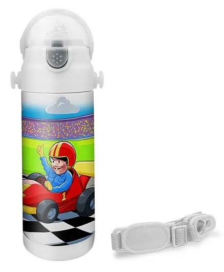 Hot Muggs Racer Print Insulated Stainless Steel Sipper Water Bottle - 350 ml