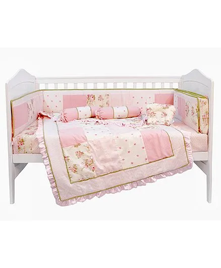 Abracadabra Cot Bedding Set Floral Print - Pink