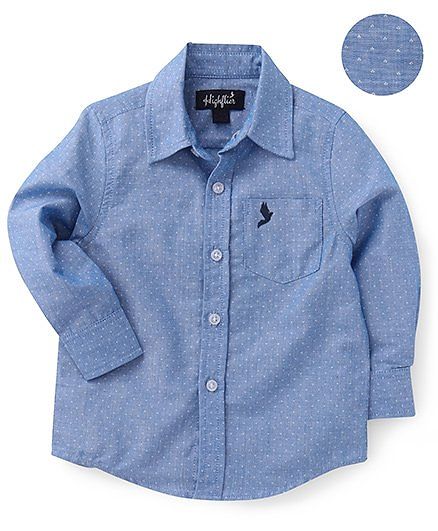 Highflier Full Sleeves Dotted Shirt - Blue