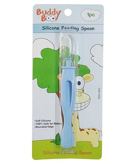 Buddyboo Silicone Baby Feeding Spoon - Blue