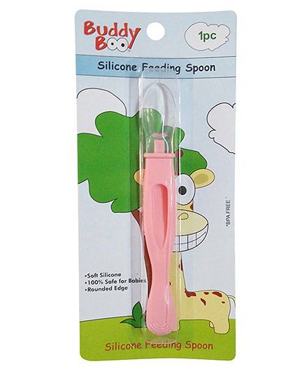 Buddyboo Silicone Baby Feeding Spoon - Pink