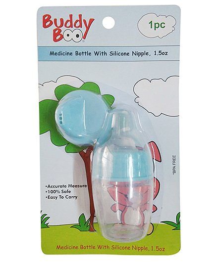 Buddyboo Medicine Bottle With Silicone Nipple Blue - 44.3 ml