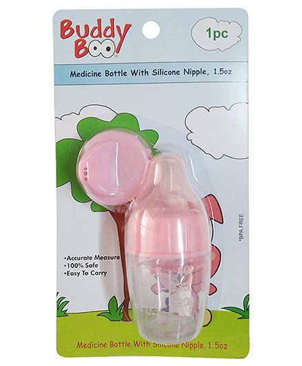 Buddyboo Medicine Bottle With Silicone Nipple Pink - 44.3 ml