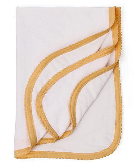 Tinycare Plain Baby Bath Towel - White And Orange
