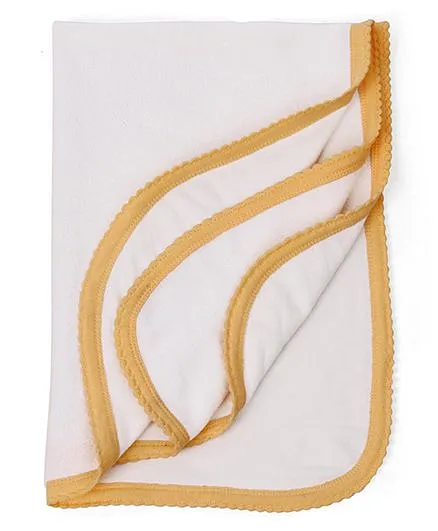 Tinycare Plain Baby Bath Towel - White And Orange