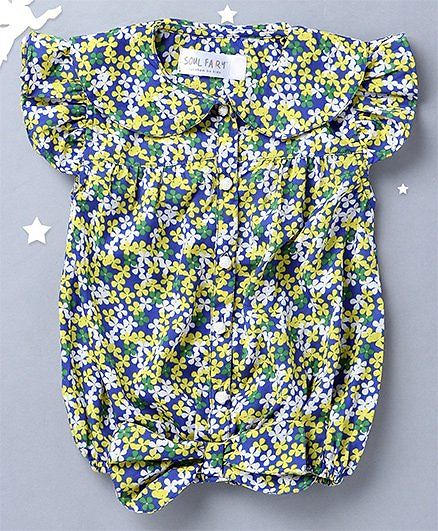 Soul Fairy Printed Georgette Top With Tie Up At Waist - Blue