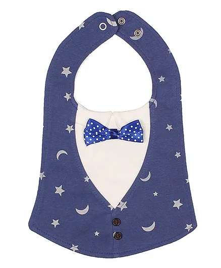 Little Hip Boutique Moon & Star Button Bow Bib - Blue