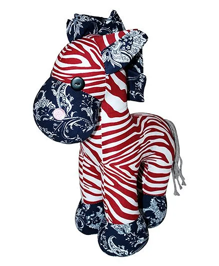 Abracadabra Zebra Soft Toy Red Blue - 35 cm