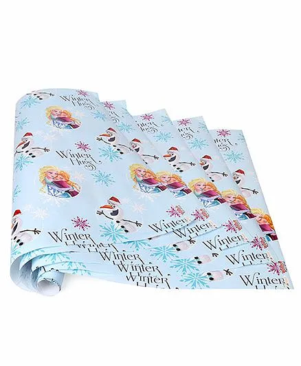 Disney Gift Wrapper Frozen Print Pack Of 5 - Blue